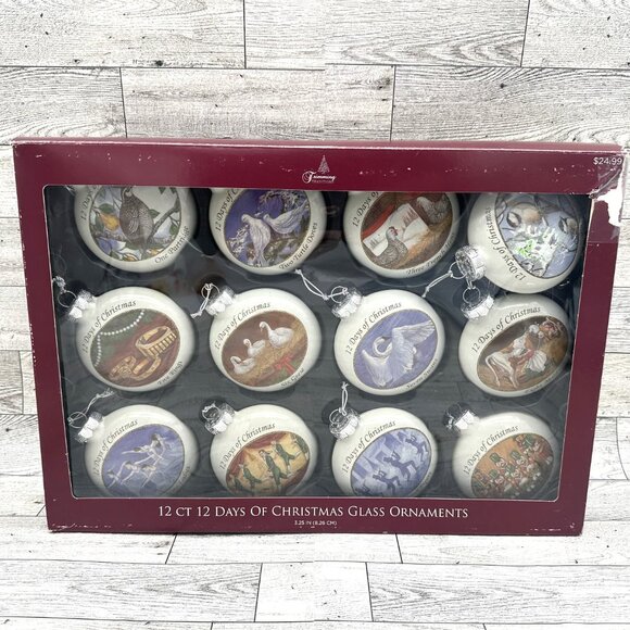 Vintage Sears Roebuck Trimming Traditions 12 days of Christmas Glass Ornaments - Picture 1 of 15